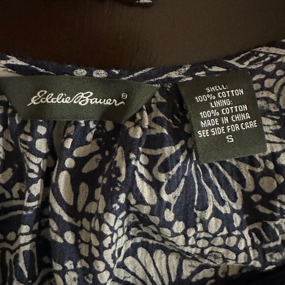 Eddie Bauer Blue Paisley Floral Peasant Lined Dress. Built-in cami. Size S - Picture 7 of 8